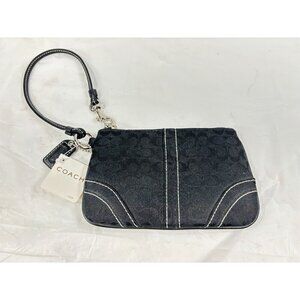 Coach 40095 Signature Contrast Trim Wristlet Pouch Clutch Black new